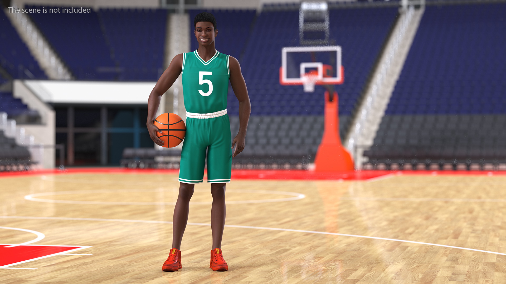 3D Dark Skin Teenager Basketball Player Rigged model