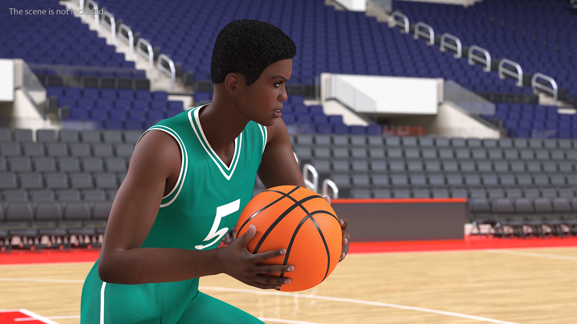 3D Dark Skin Teenager Basketball Player Rigged model