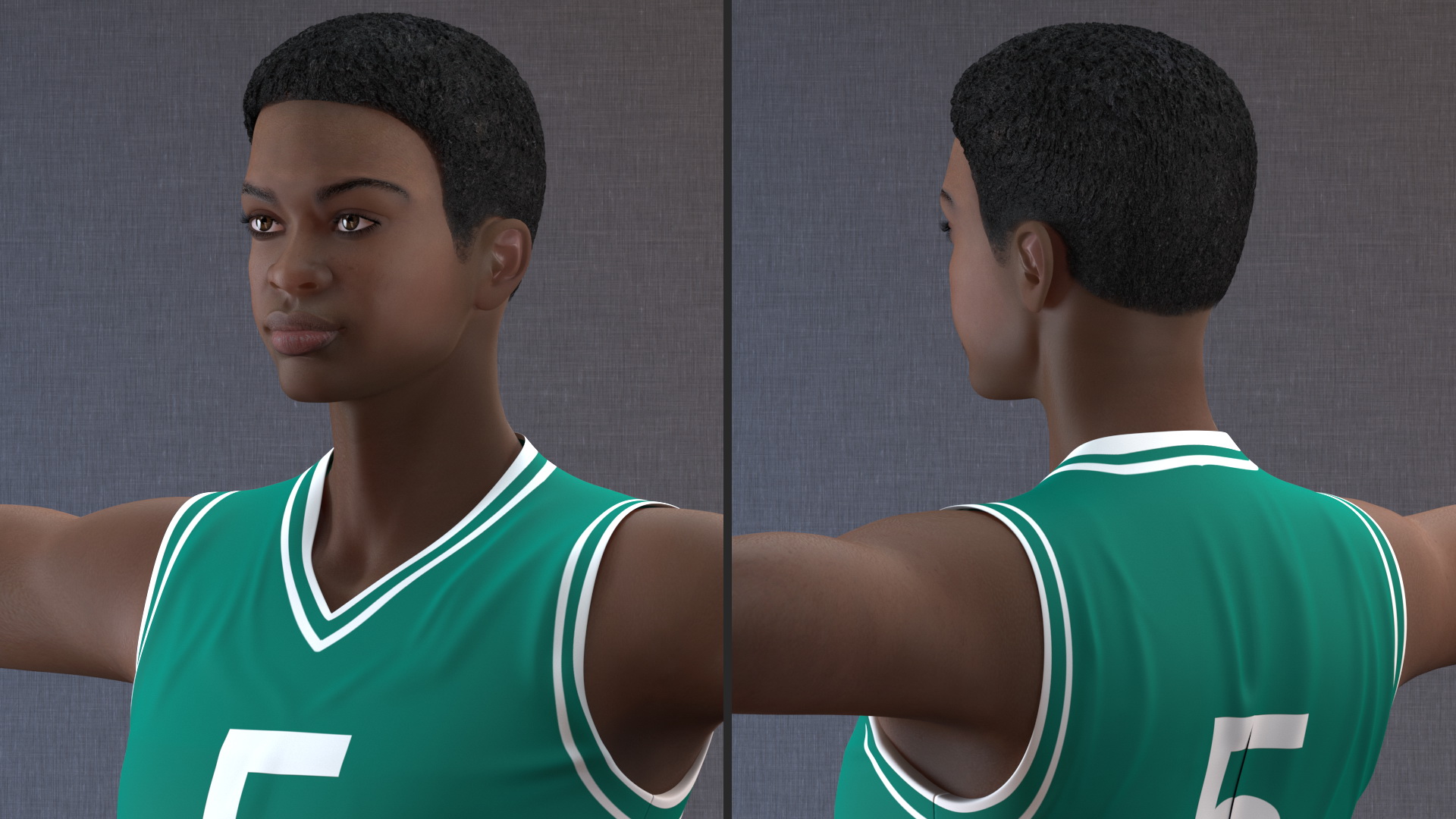 3D Dark Skin Teenager Basketball Player Rigged model