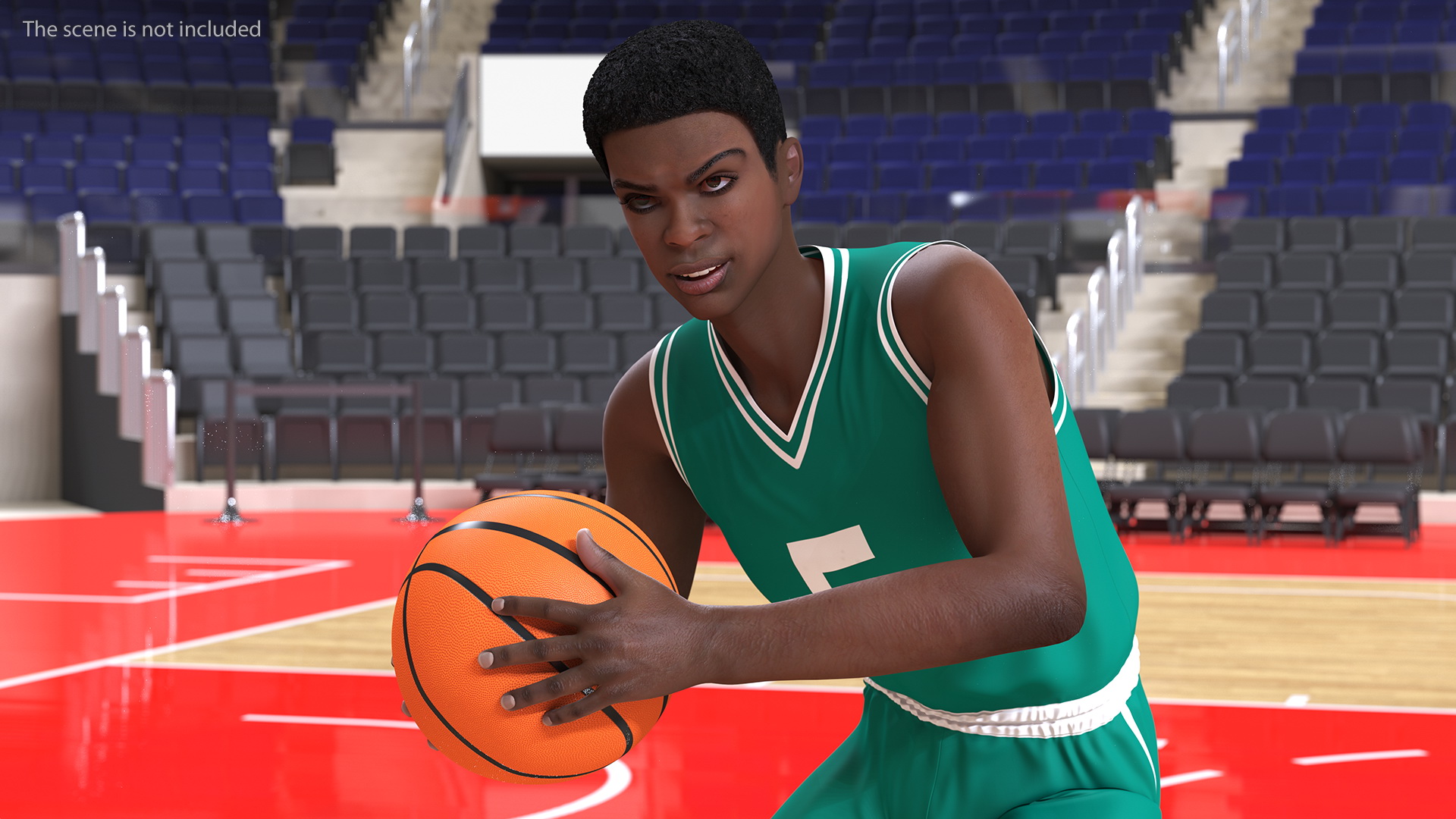 3D Dark Skin Teenager Basketball Player Rigged model