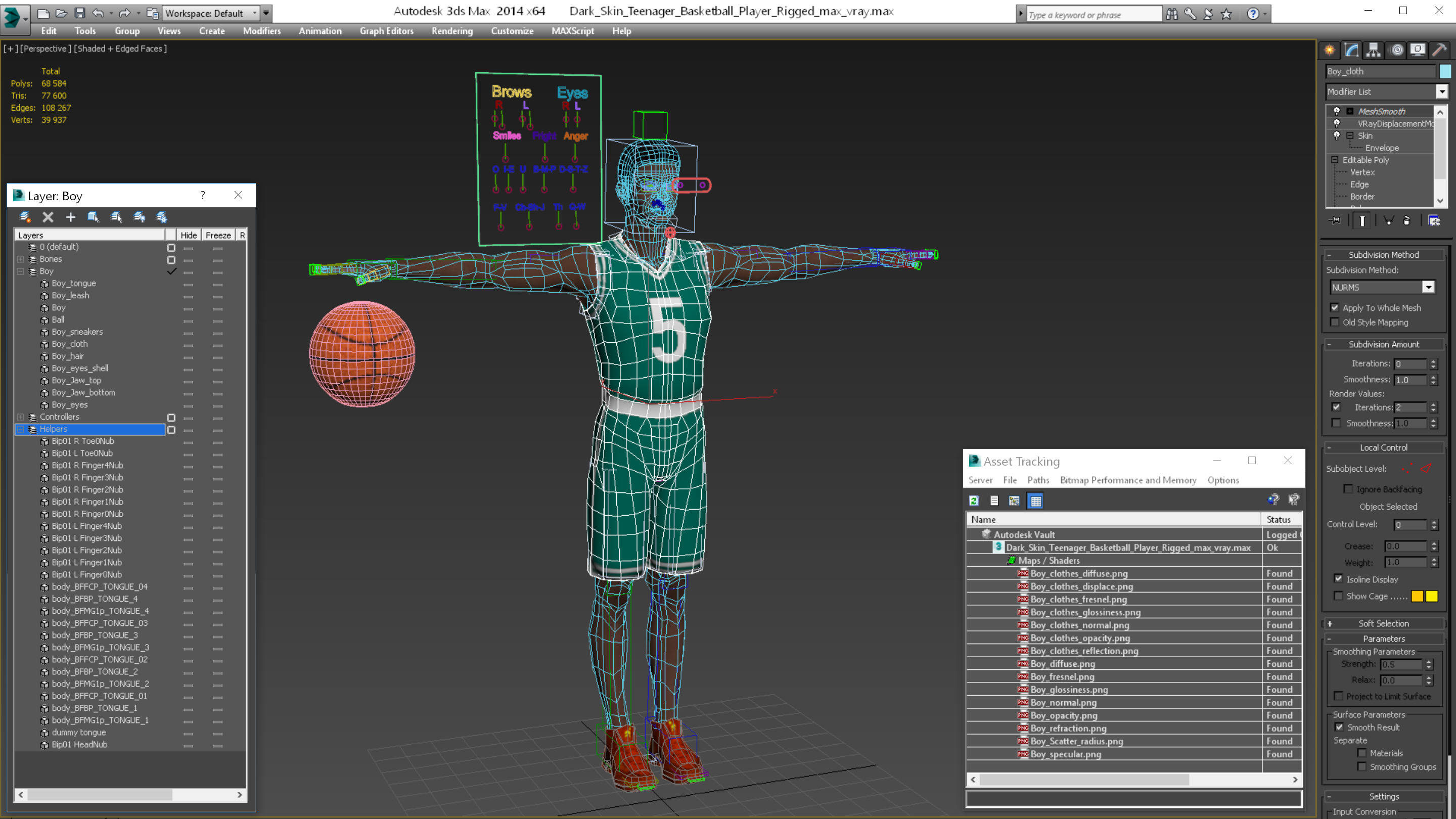 3D Dark Skin Teenager Basketball Player Rigged model