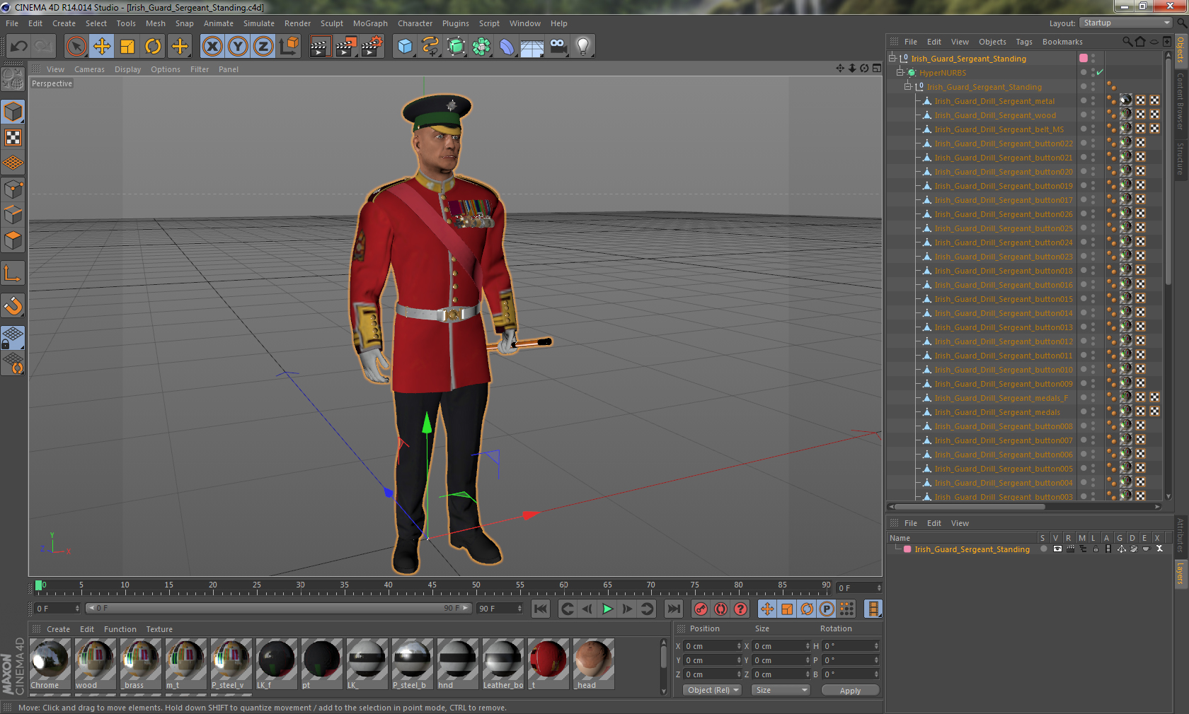 Irish Guard Sergeant Standing 3D model