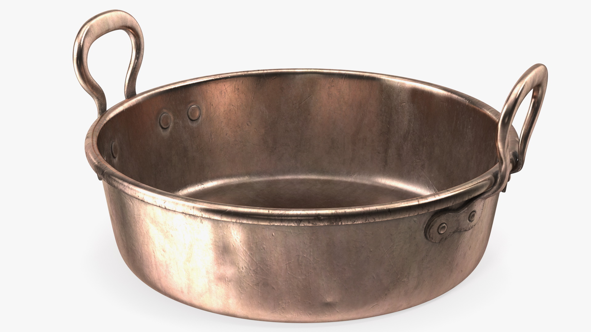 Antique Copper Preserving Pan 19th Century 3D