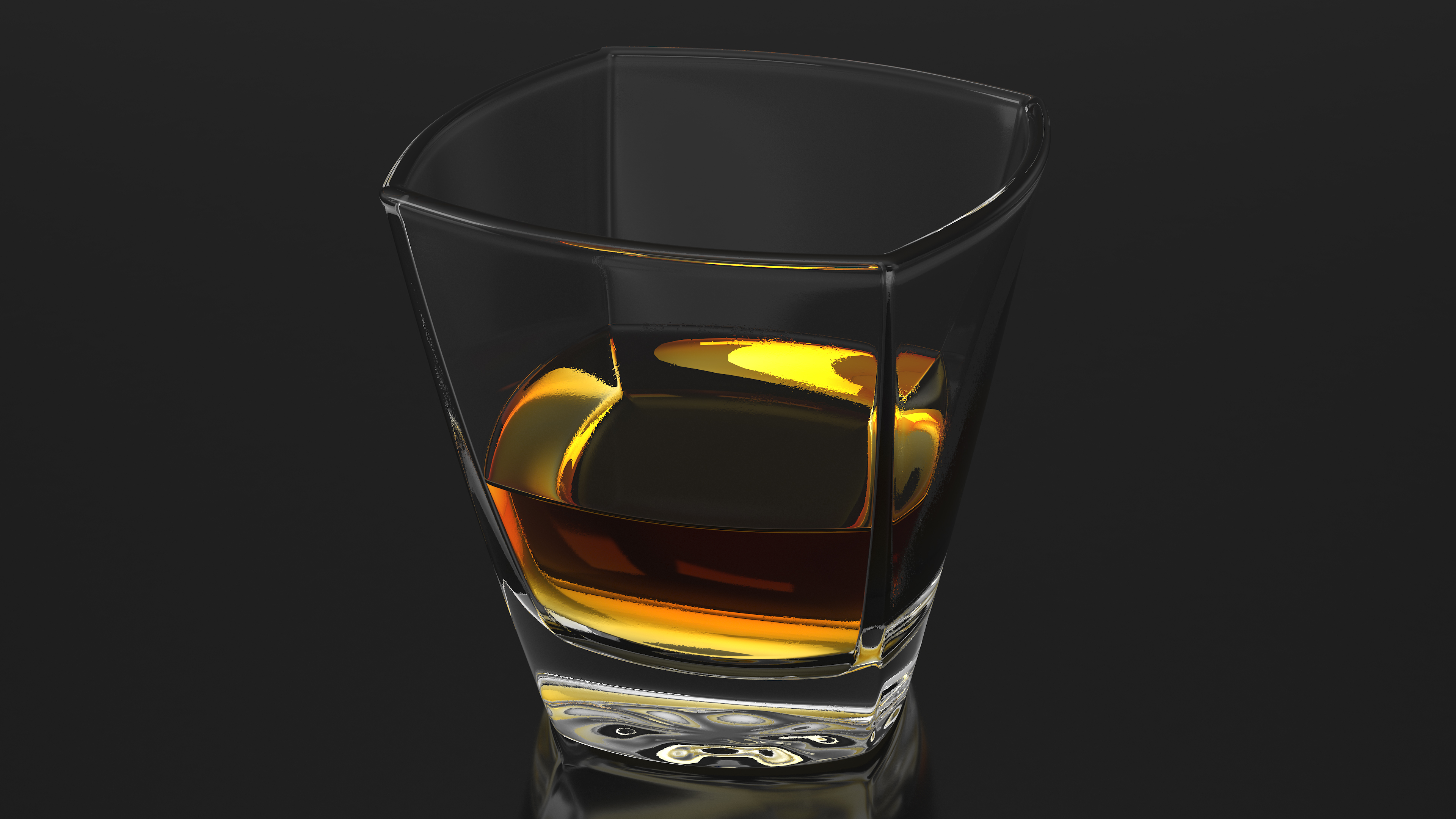 Square Twisted Rocks Glass With Whiskey 3D model