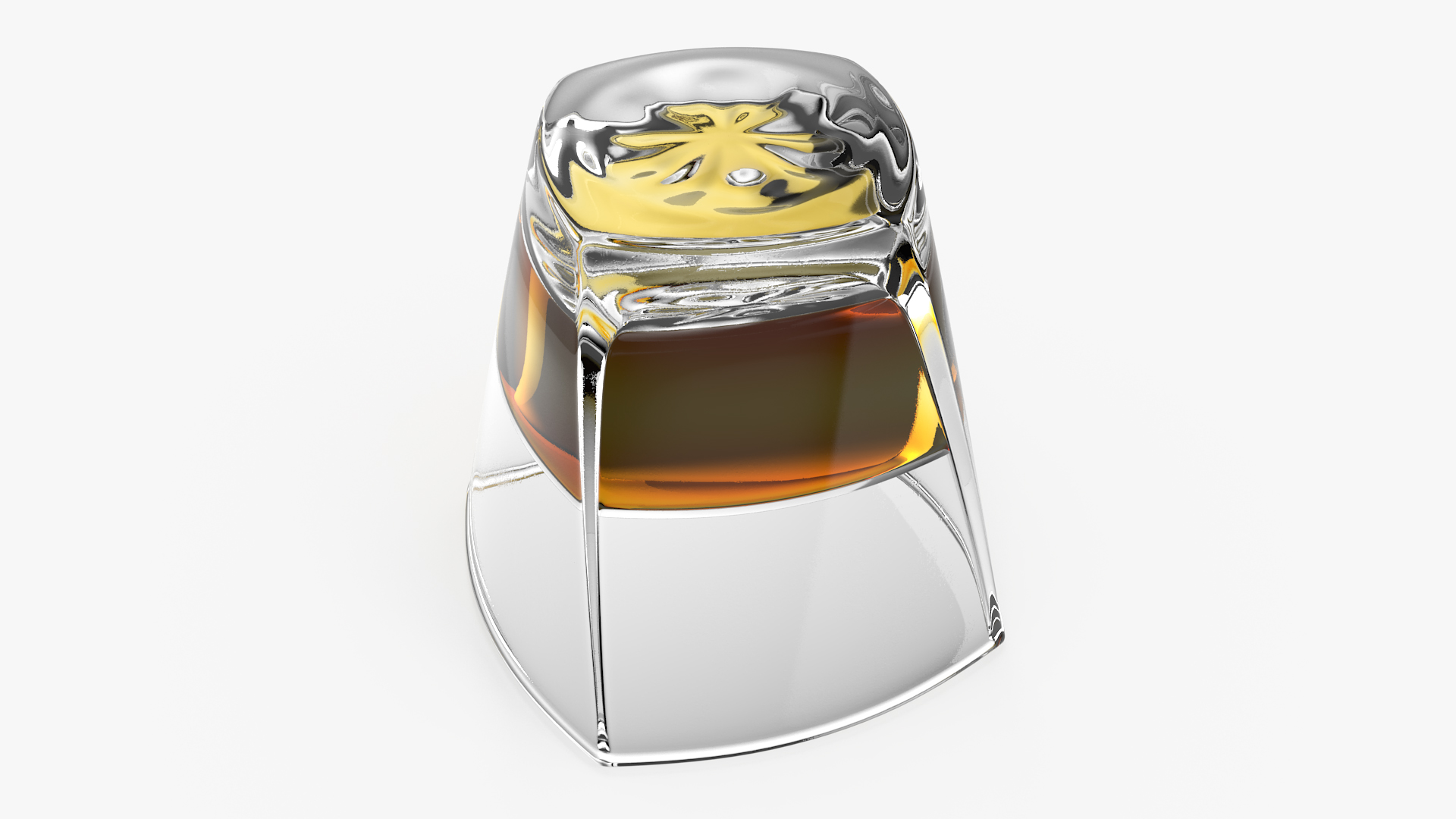 Square Twisted Rocks Glass With Whiskey 3D model