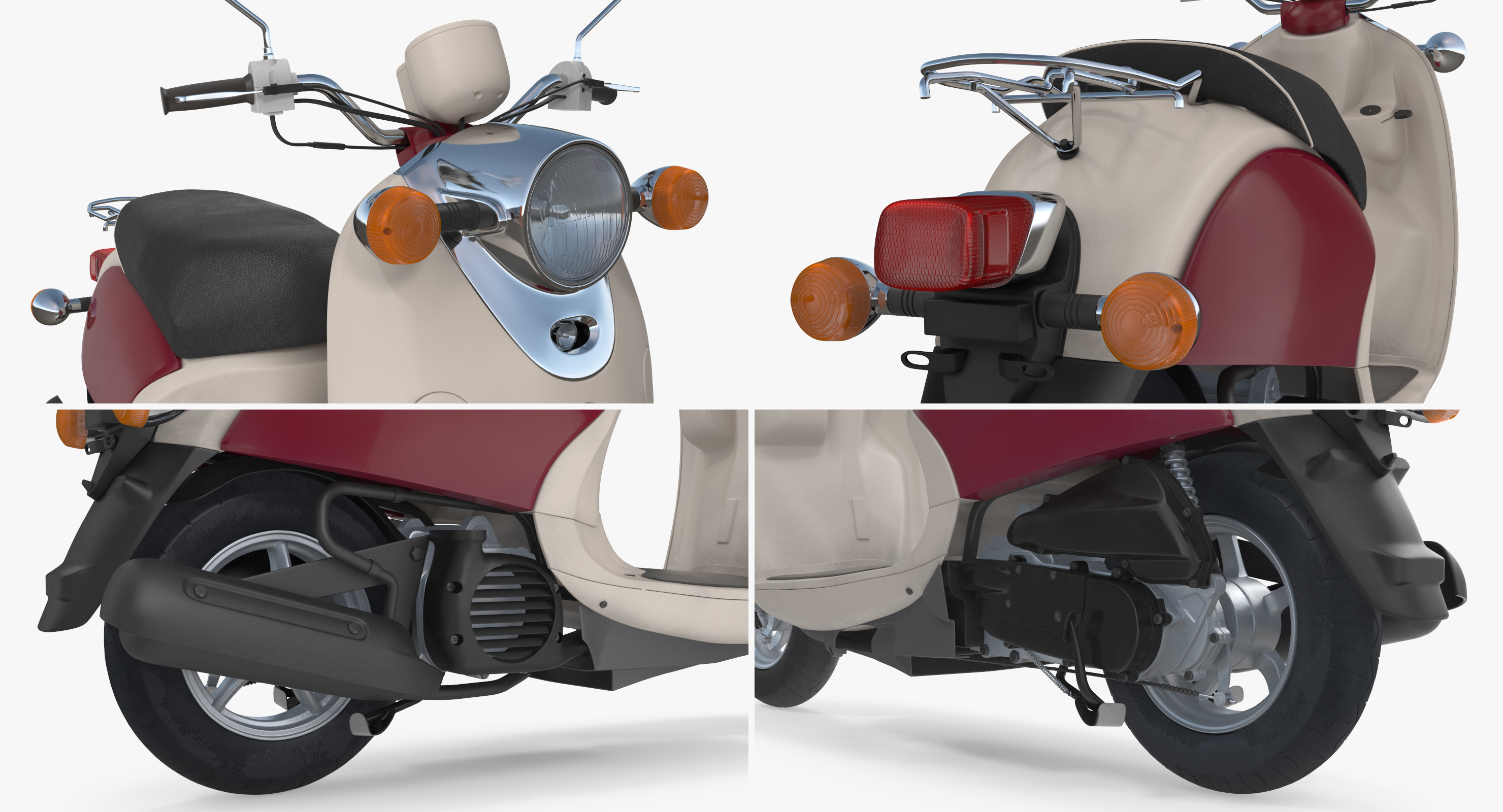 3D Classic Scooter Motorcycle Generic Rigged