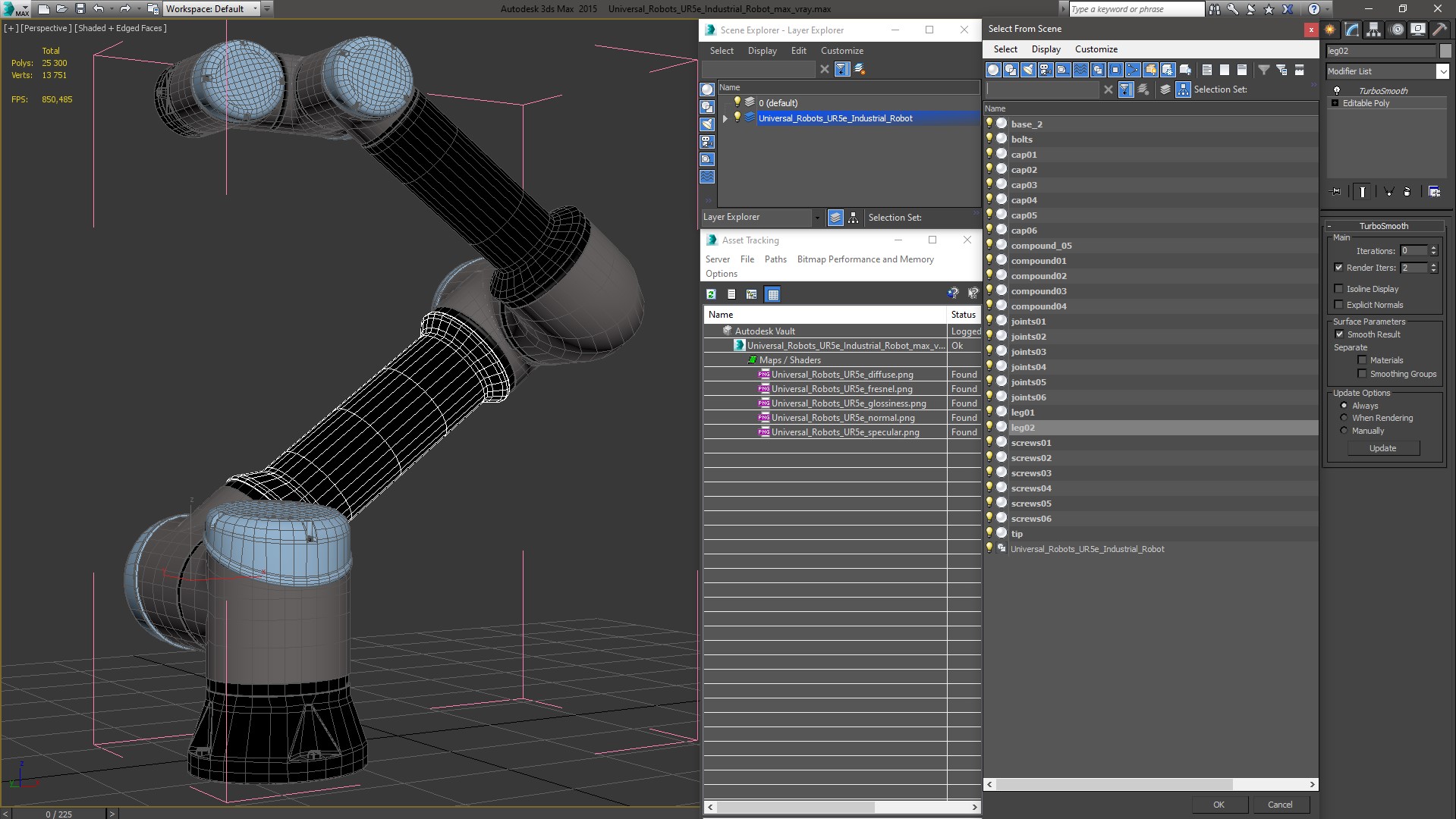 3D Universal Robots UR5e Industrial Robot model