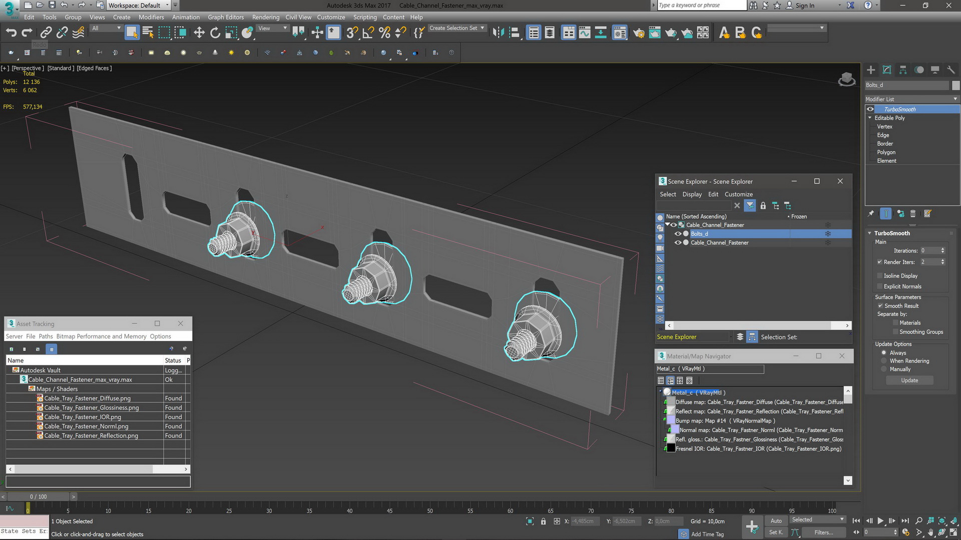 Cable Channel Fastener 3D