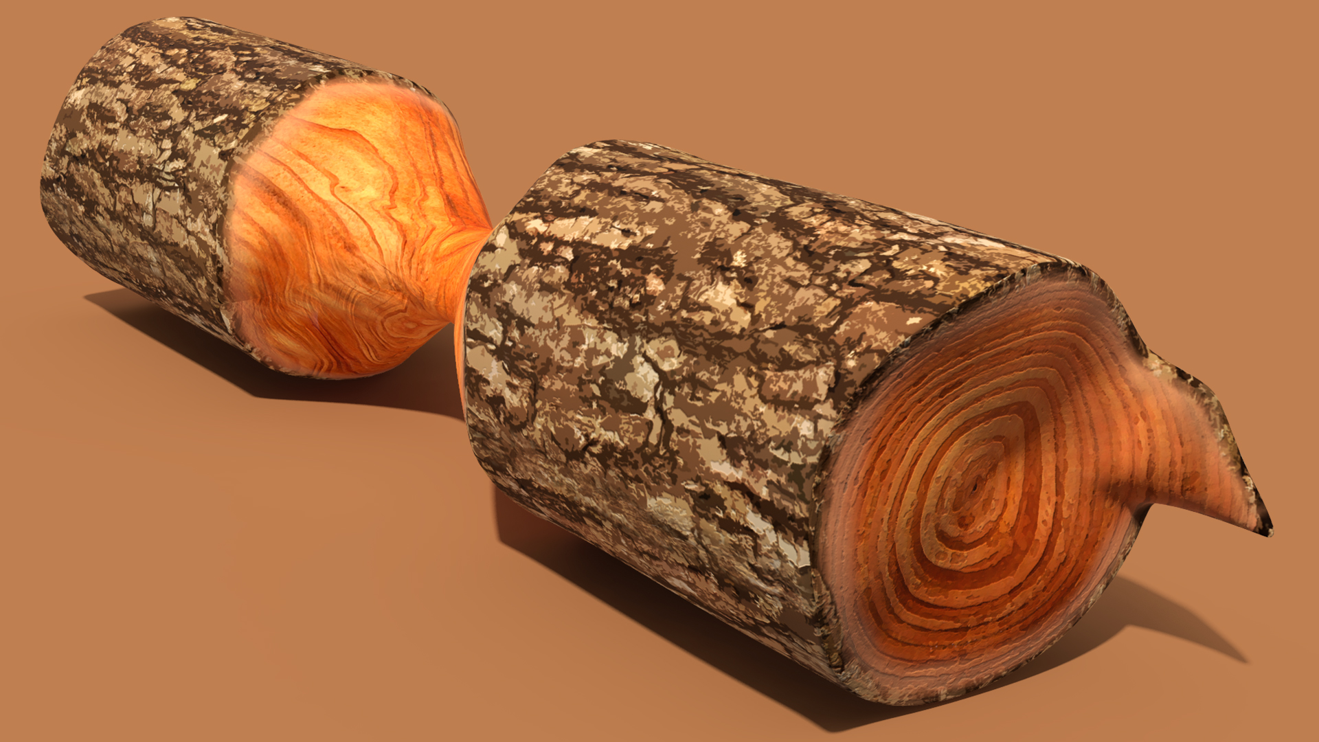 3D Cartoon Beaver with Log model