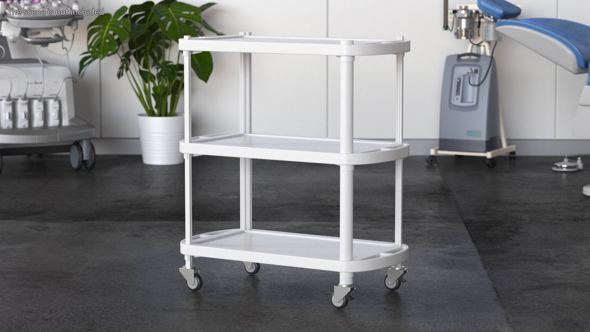 3D Medical Equipment Trolley White