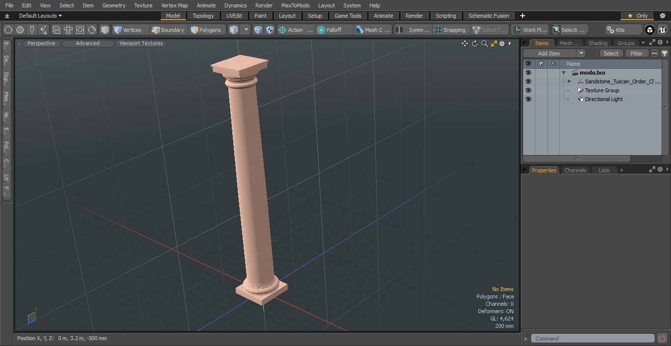 Sandstone Tuscan Order Classical Column 3D model