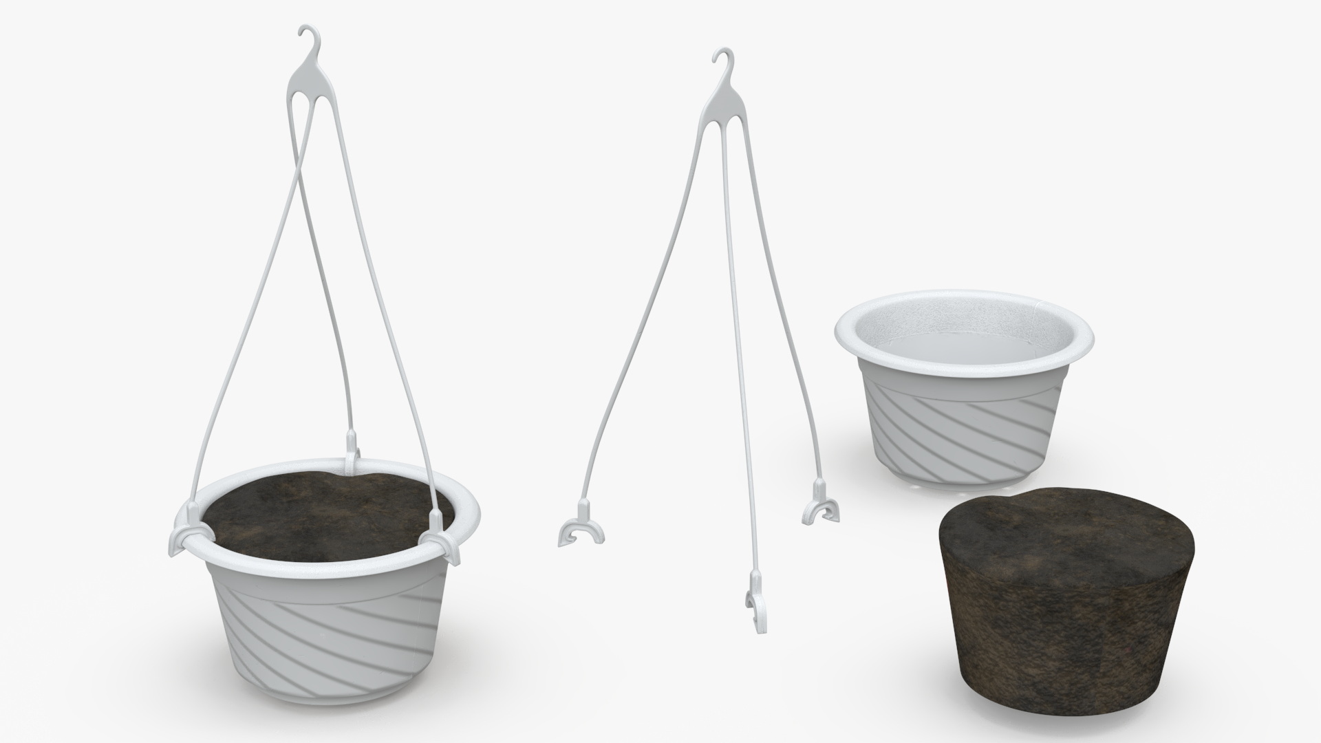 Hanging Plant Pot with Substrate 3D