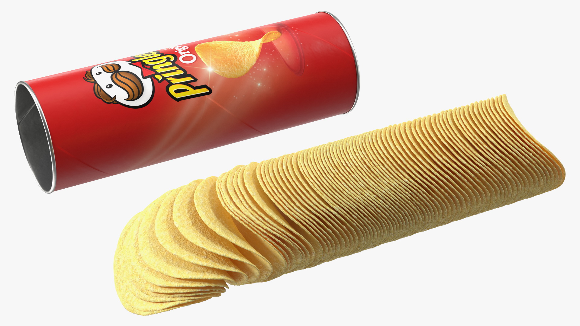 3D model Opened Tube of Pringles Original Potato Chips