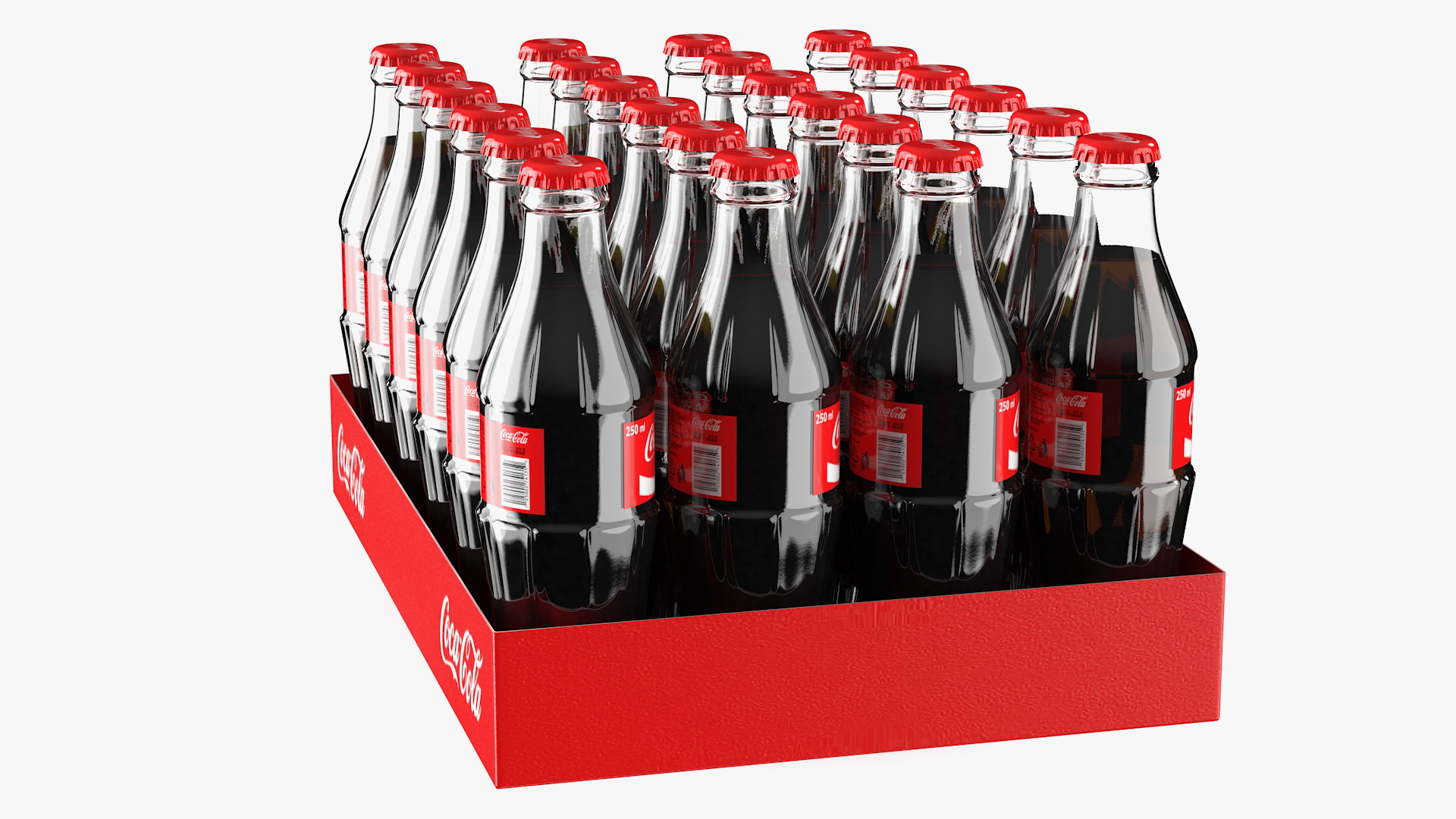 3D model Coca Cola Glass Bottle 24 Case