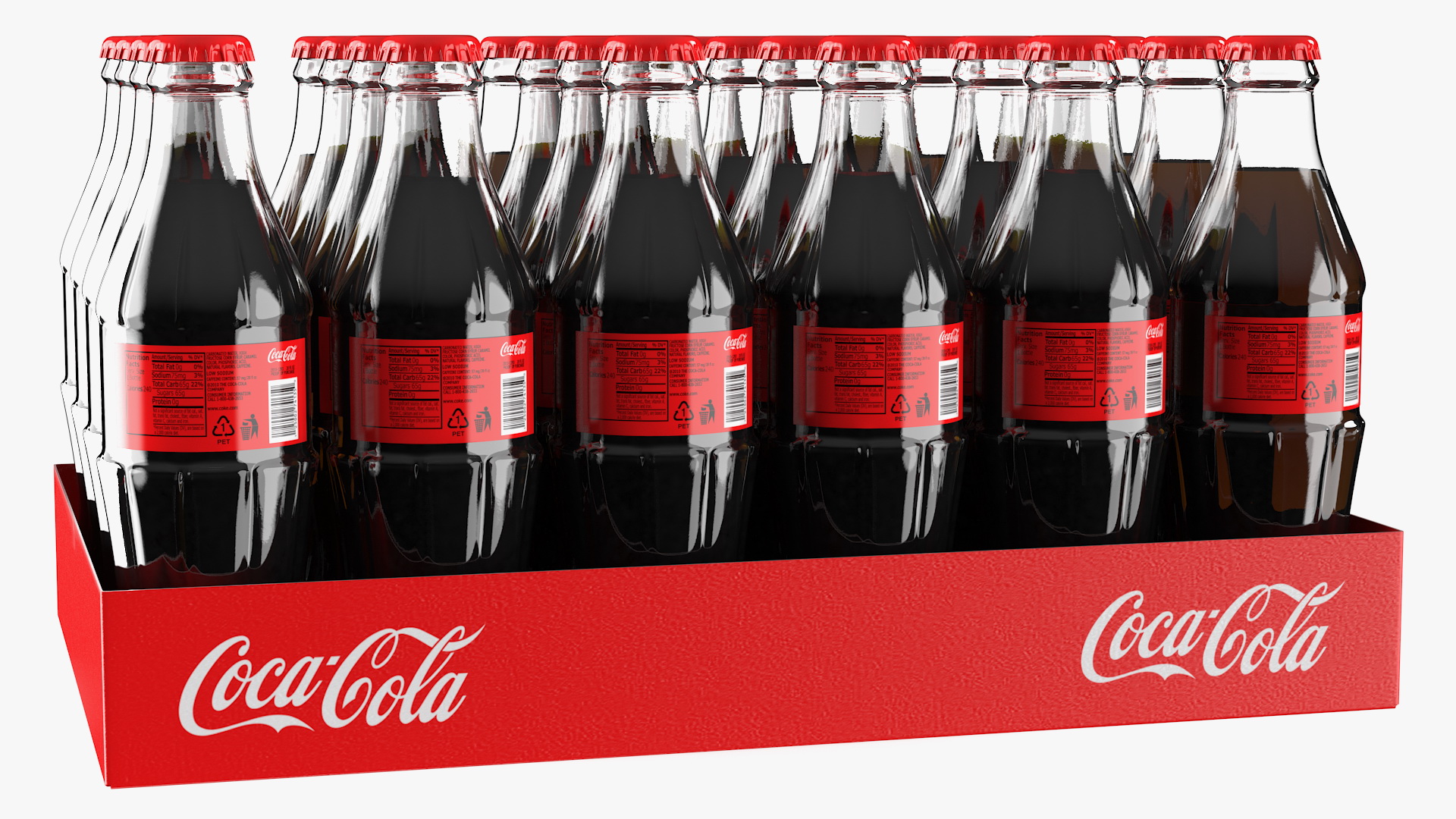 3D model Coca Cola Glass Bottle 24 Case