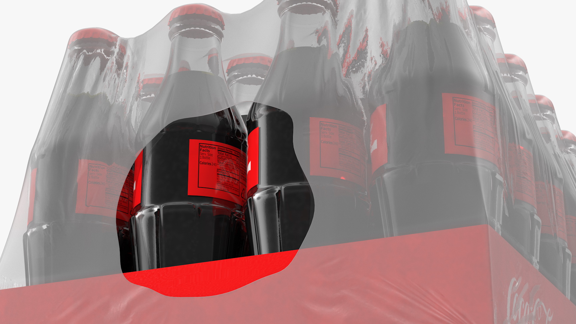 3D model Coca Cola Glass Bottle 24 Case