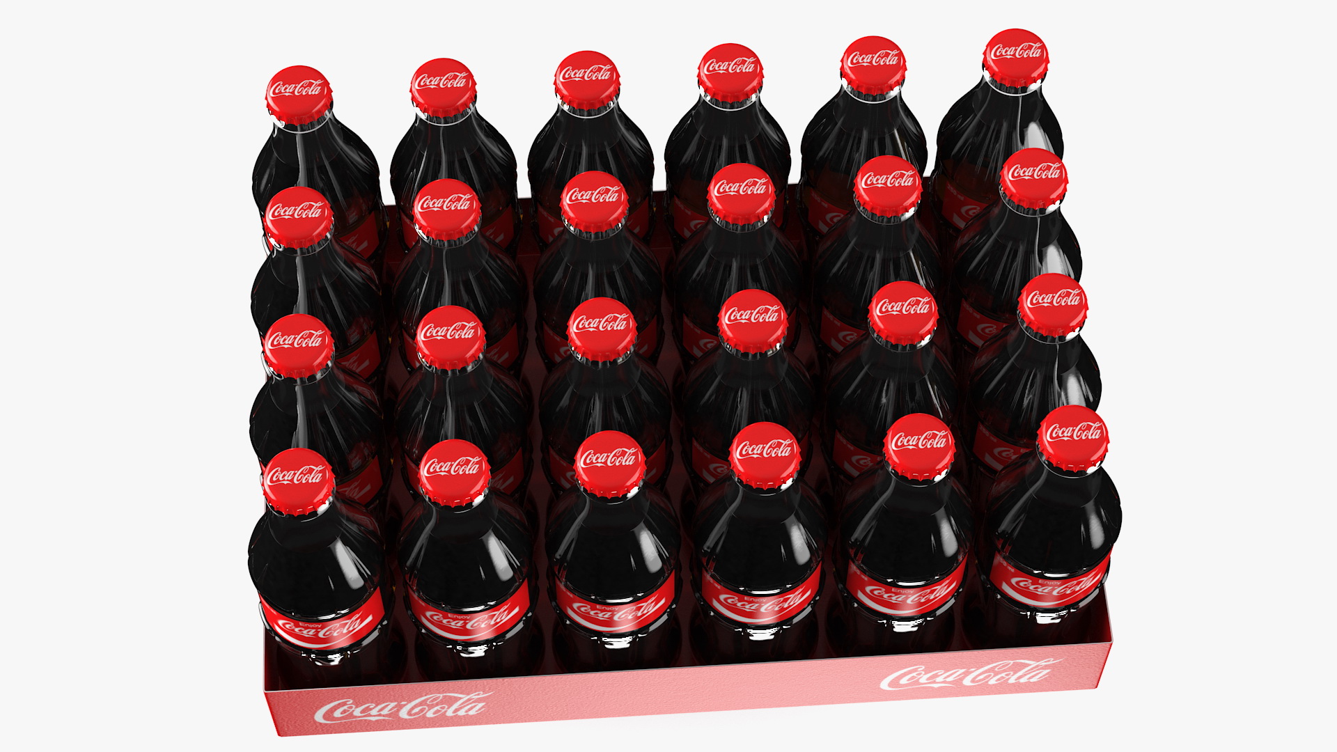 3D model Coca Cola Glass Bottle 24 Case