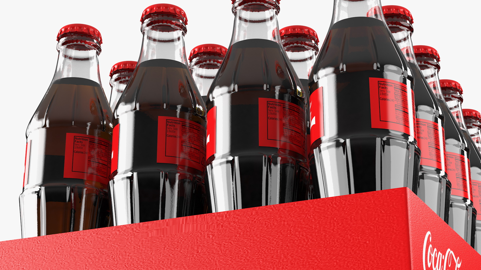 3D model Coca Cola Glass Bottle 24 Case