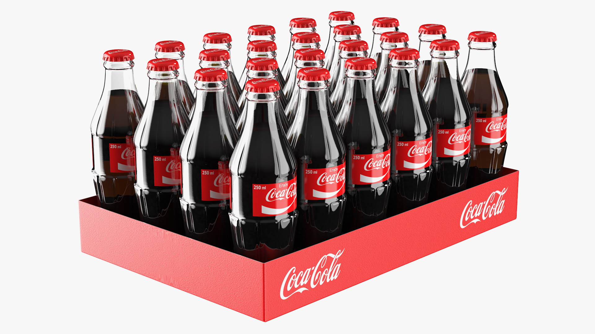 3D model Coca Cola Glass Bottle 24 Case