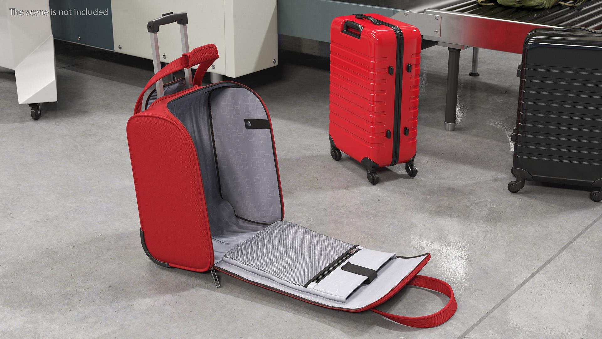 3D Red Open Softshell Luggage