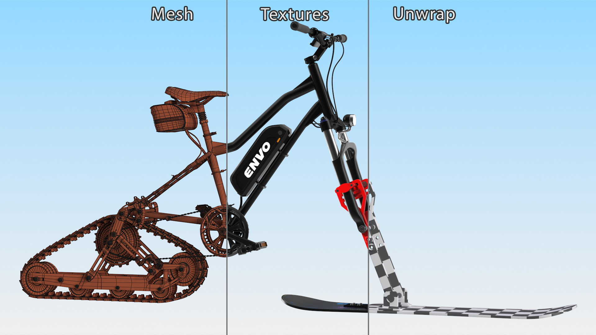 Envo Electric SnowBike Rigged 3D model