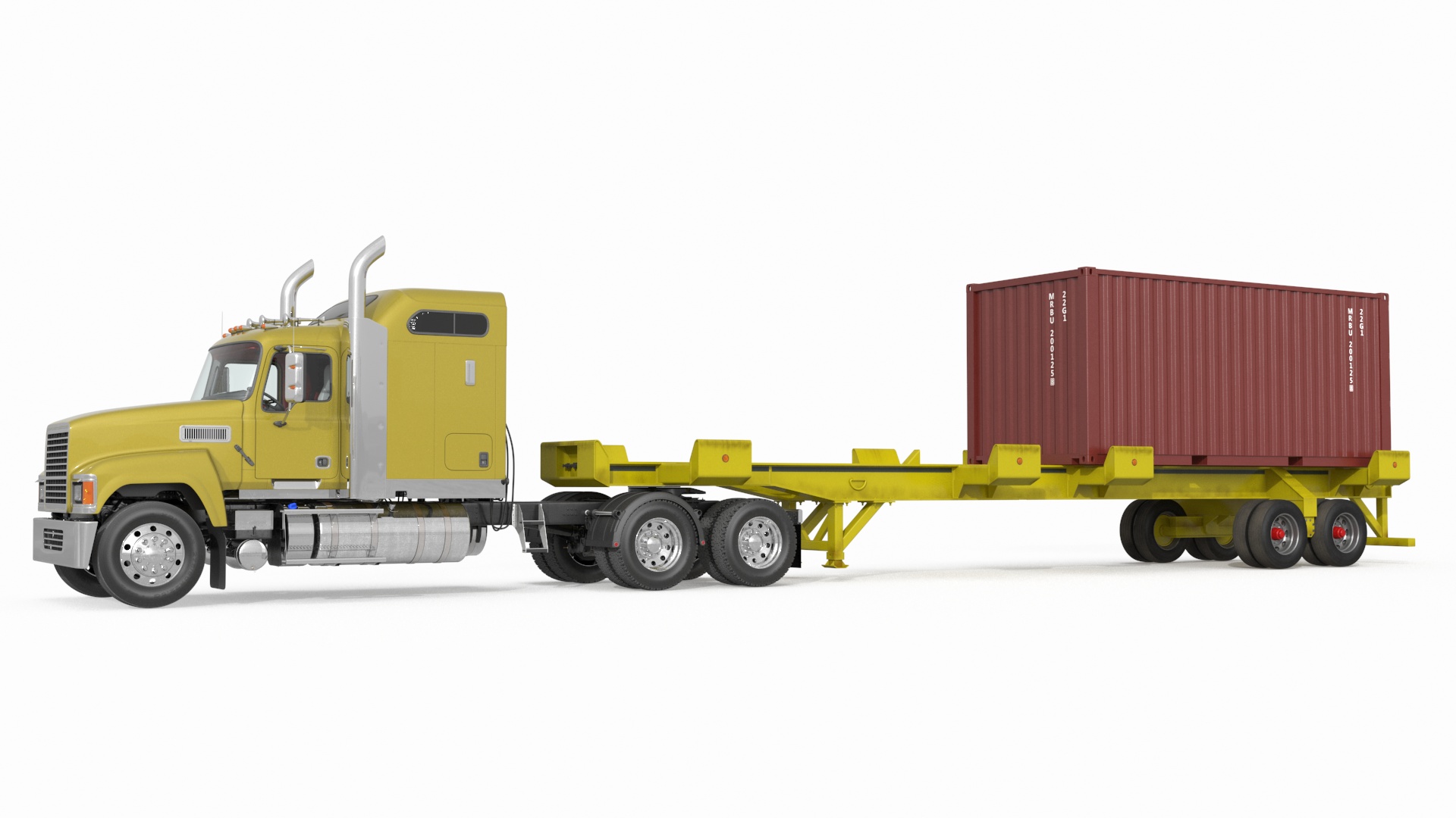 3D model Freight Truck with Trailer and Container