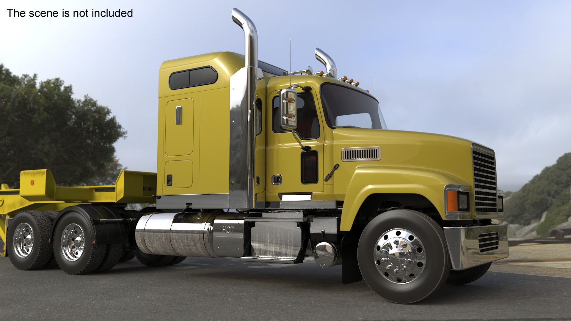 3D model Freight Truck with Trailer and Container