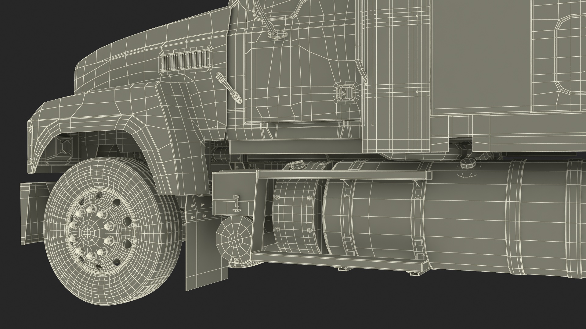 3D model Freight Truck with Trailer and Container