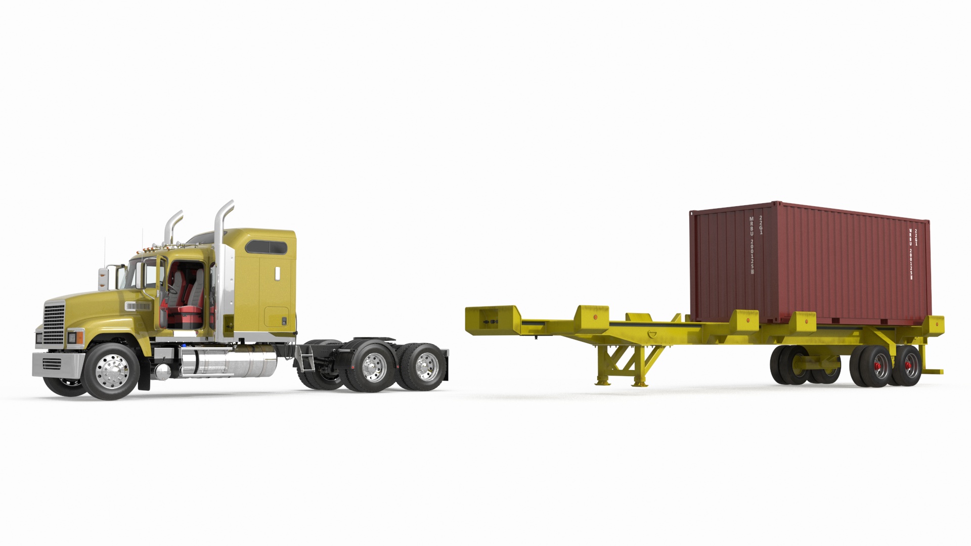 3D model Freight Truck with Trailer and Container