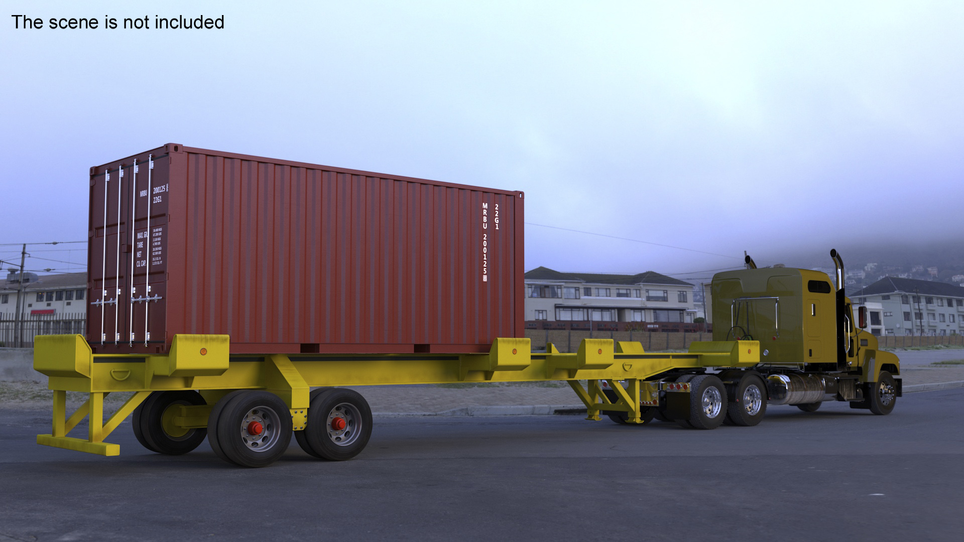 3D model Freight Truck with Trailer and Container