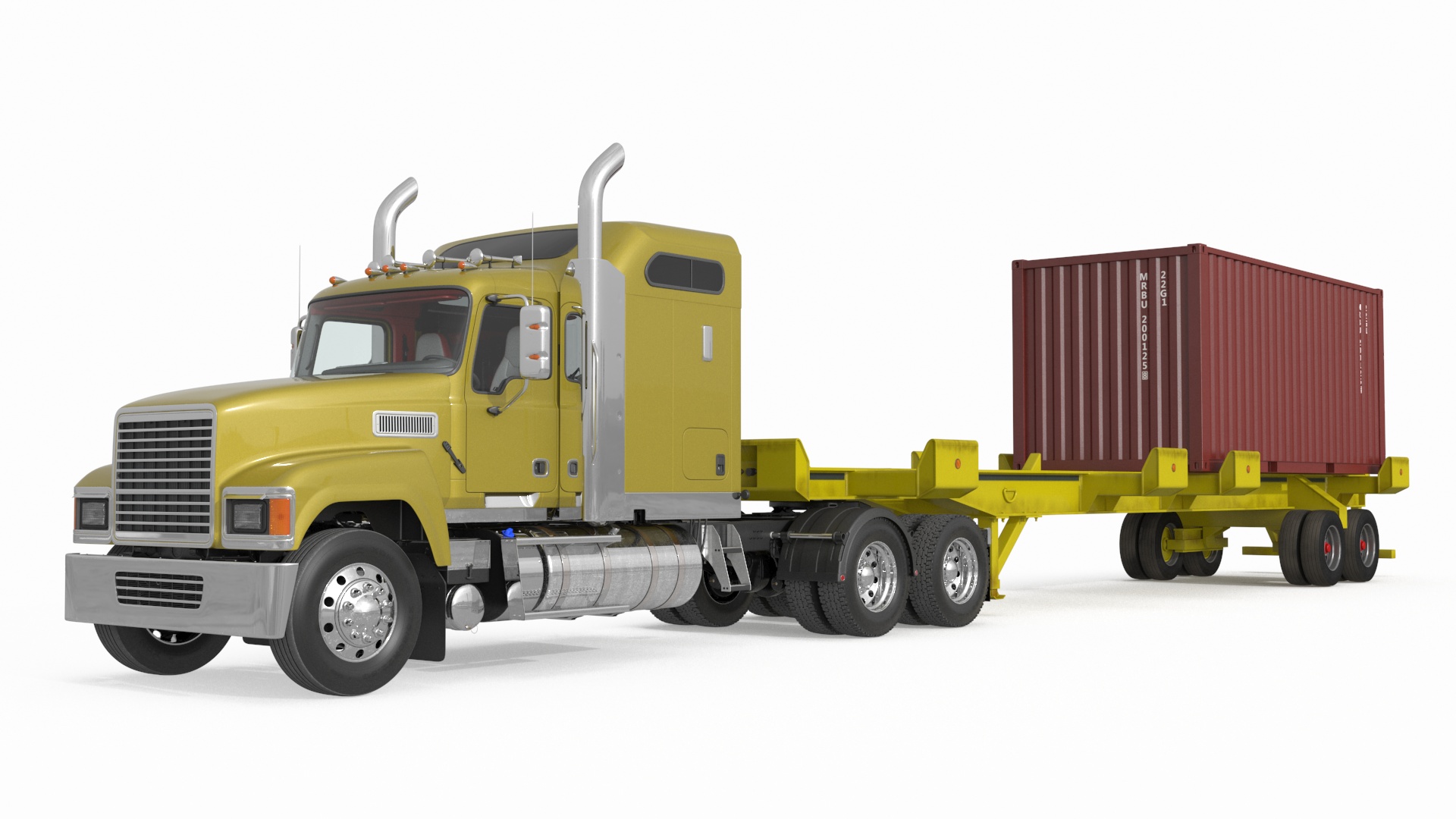 3D model Freight Truck with Trailer and Container