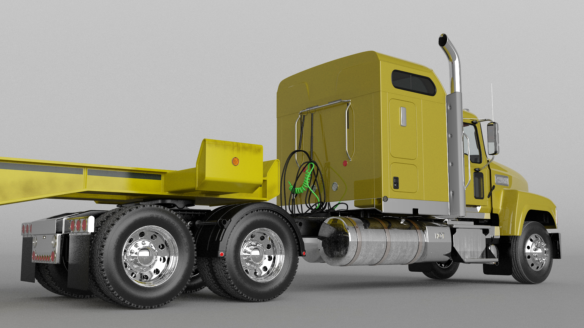 3D model Freight Truck with Trailer and Container