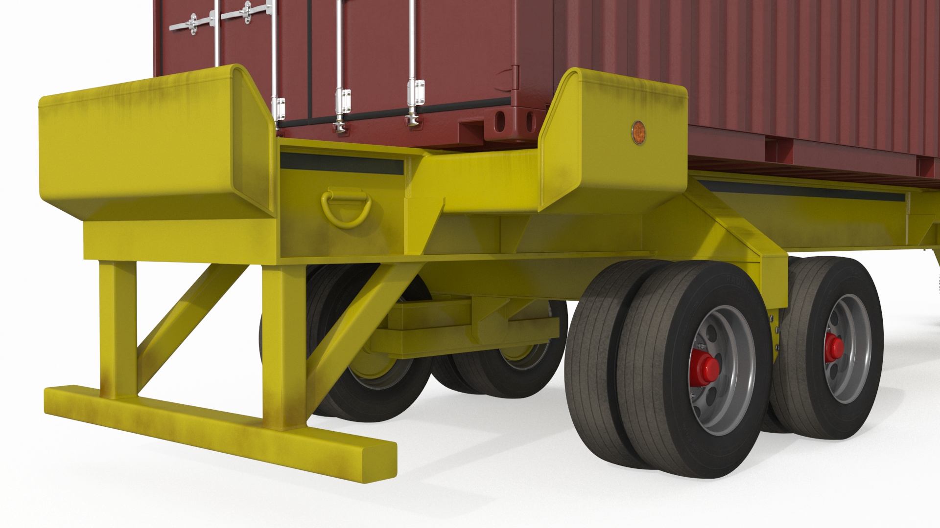 3D model Freight Truck with Trailer and Container