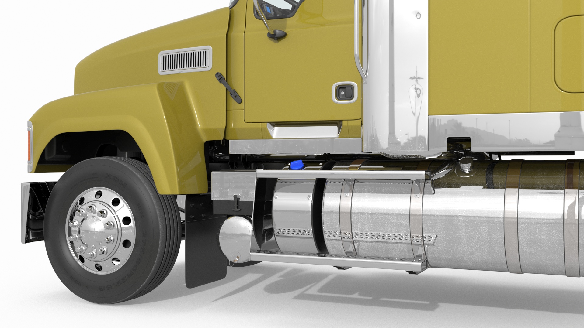 3D model Freight Truck with Trailer and Container