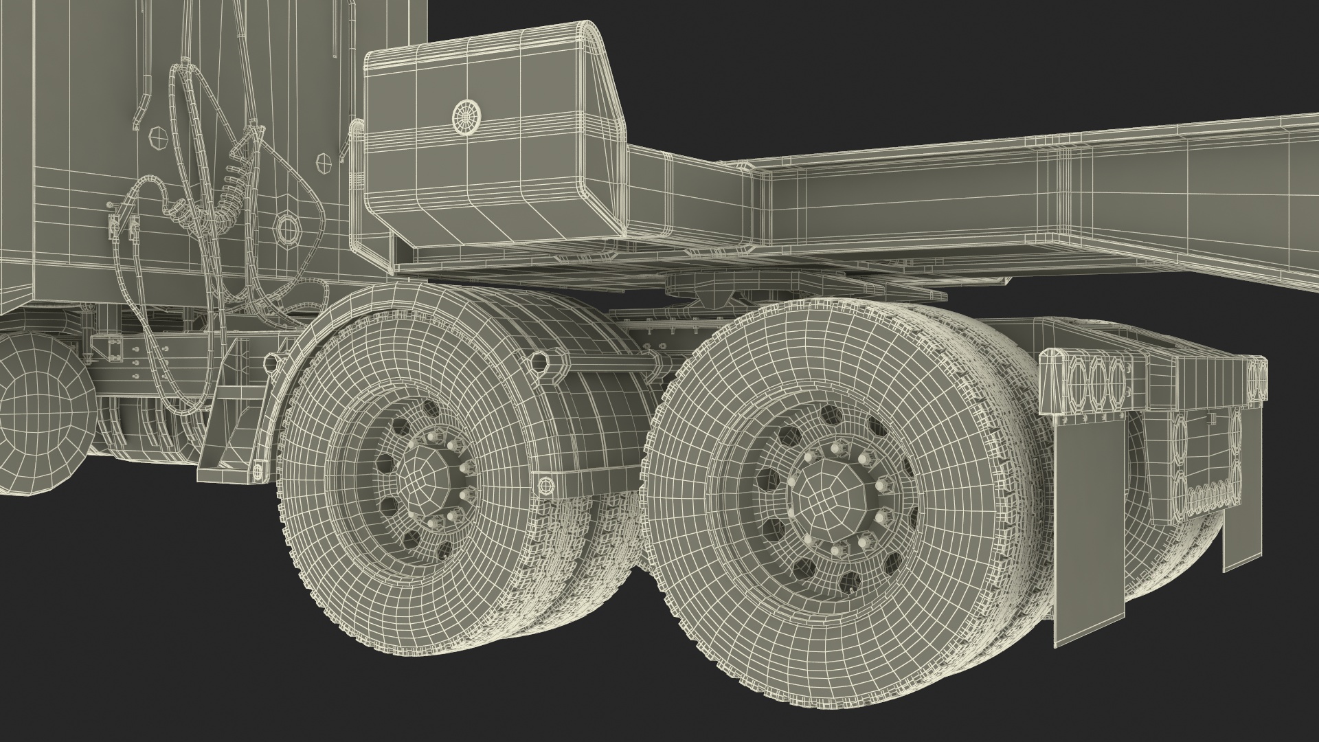 3D model Freight Truck with Trailer and Container