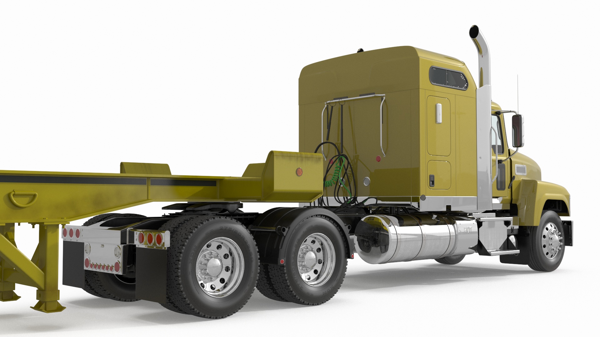 3D model Freight Truck with Trailer and Container