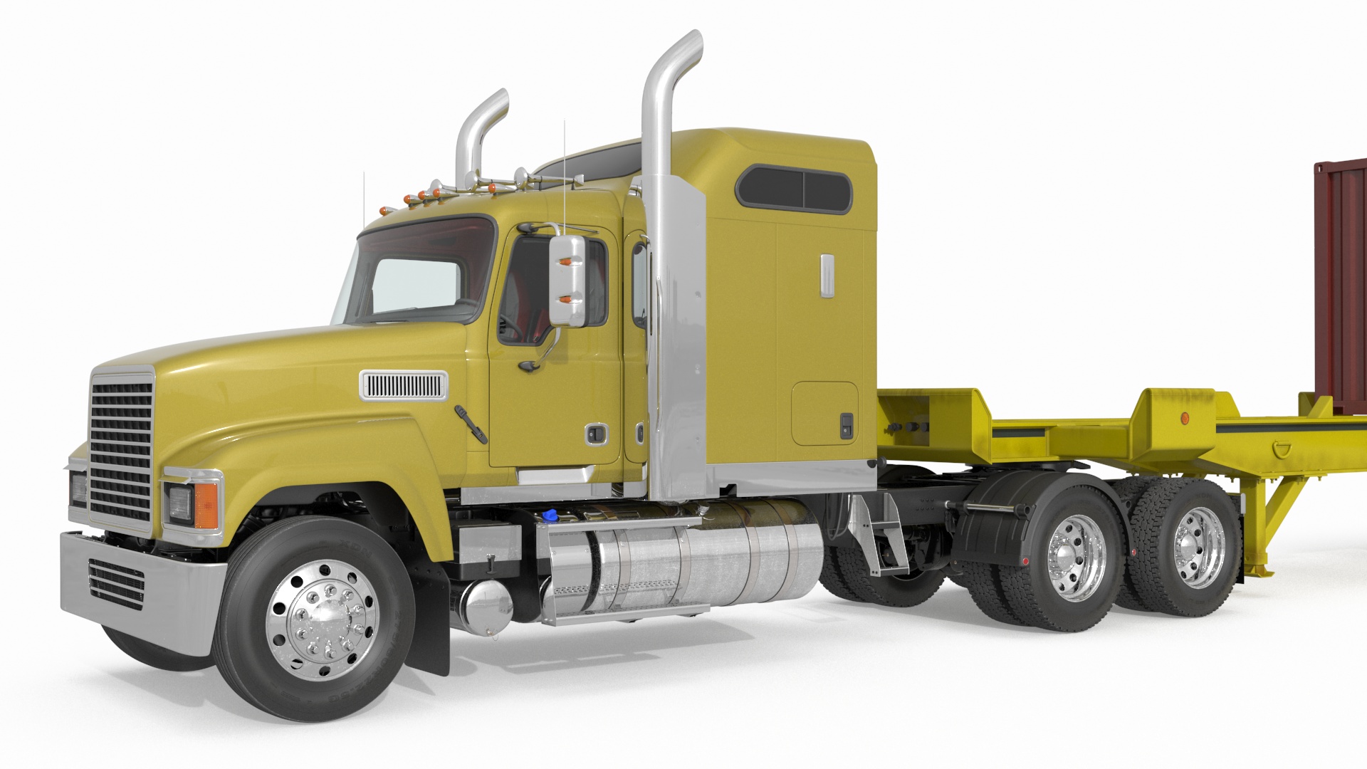 3D model Freight Truck with Trailer and Container