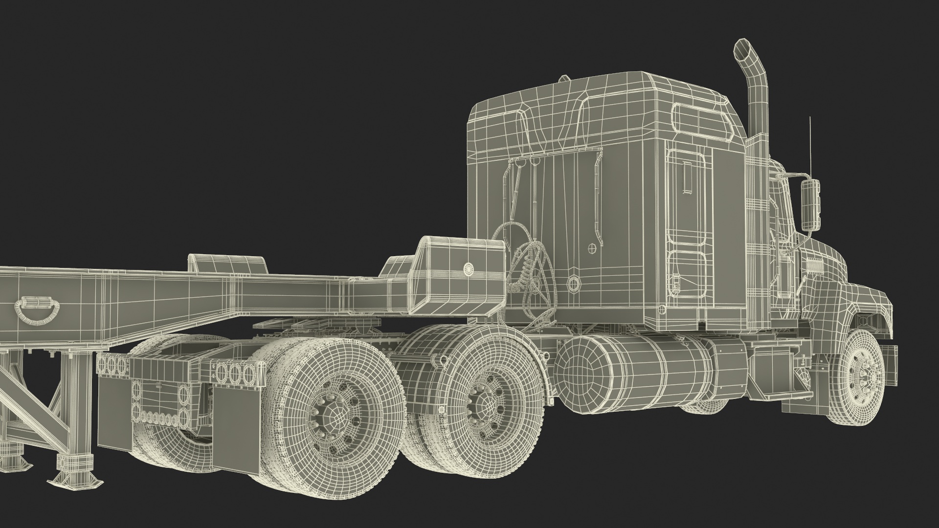 3D model Freight Truck with Trailer and Container