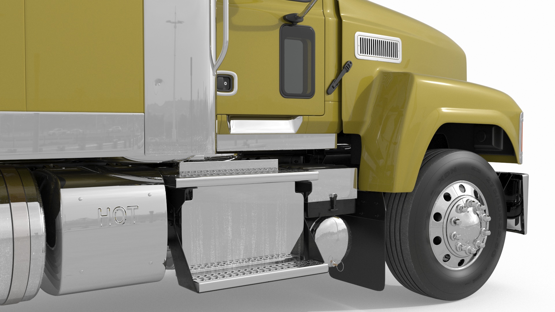 3D model Freight Truck with Trailer and Container