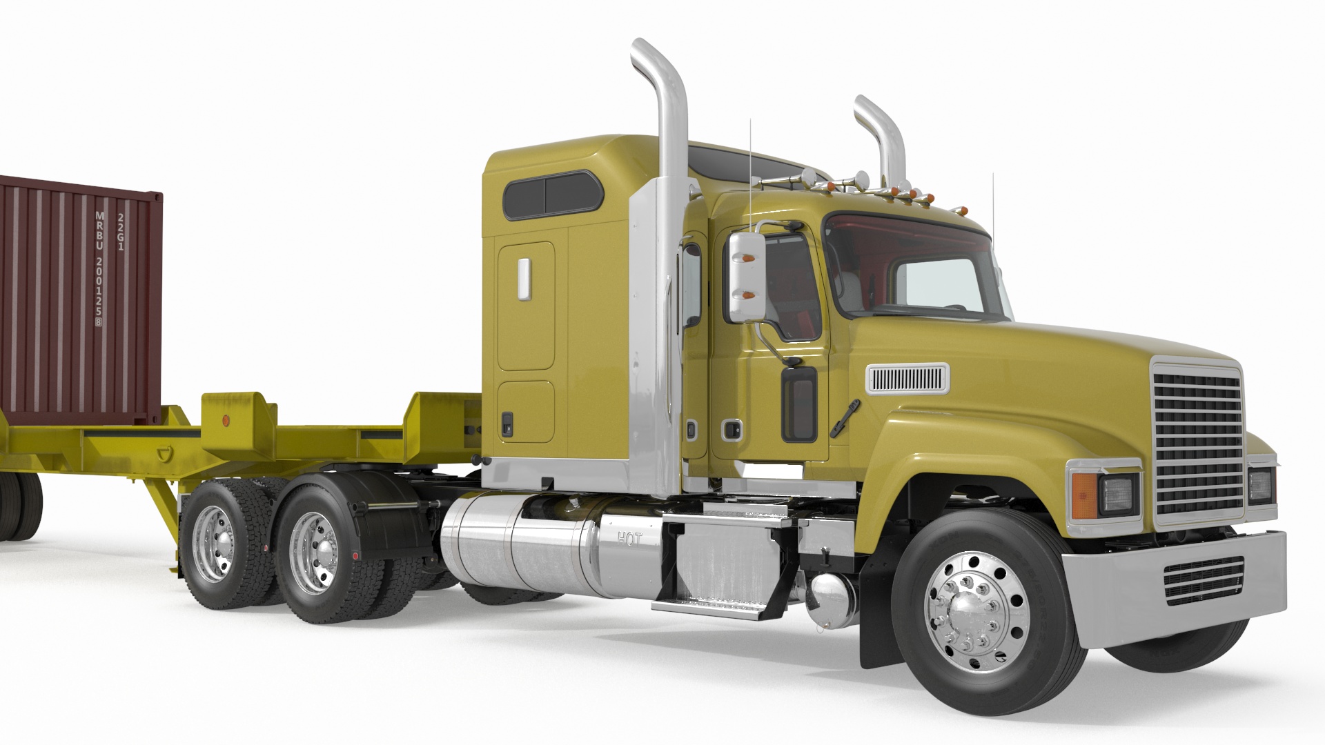 3D model Freight Truck with Trailer and Container