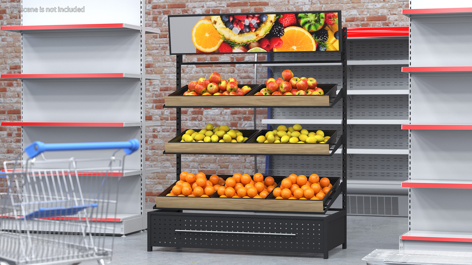 3D Supermarket Fruit Display Stand