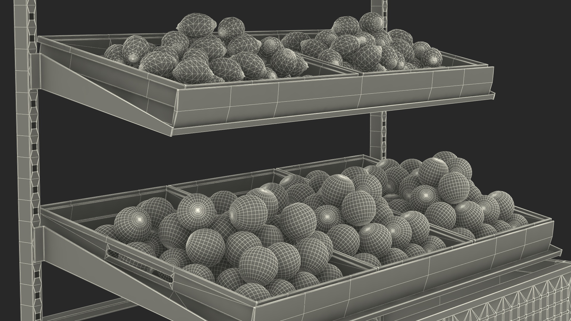 3D Supermarket Fruit Display Stand