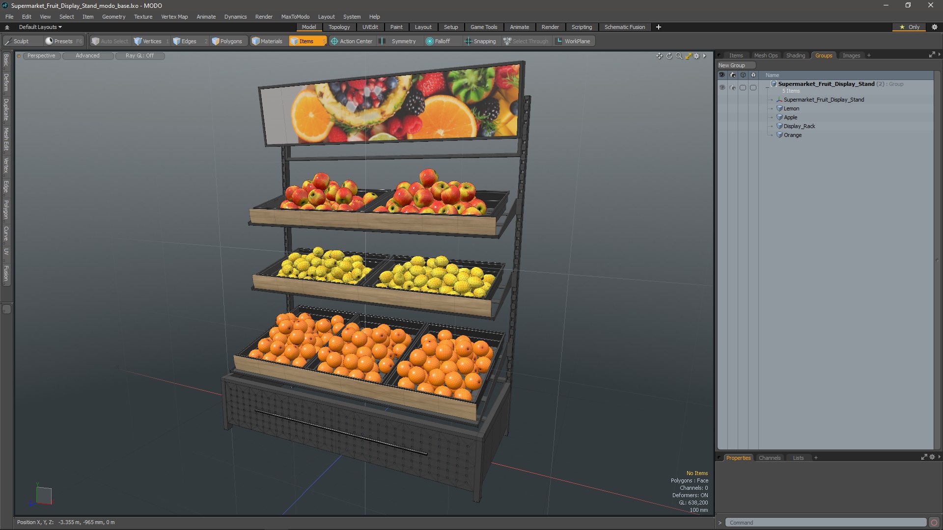 3D Supermarket Fruit Display Stand