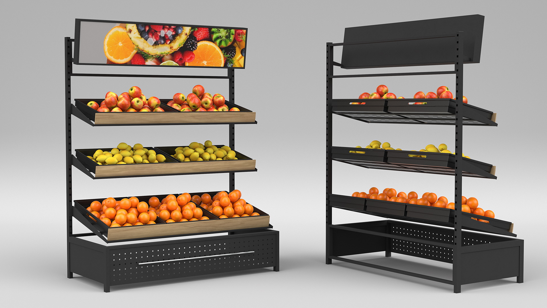 3D Supermarket Fruit Display Stand