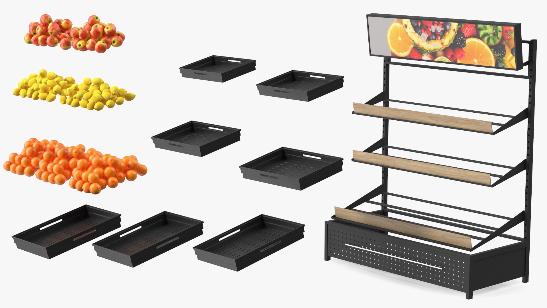 3D Supermarket Fruit Display Stand