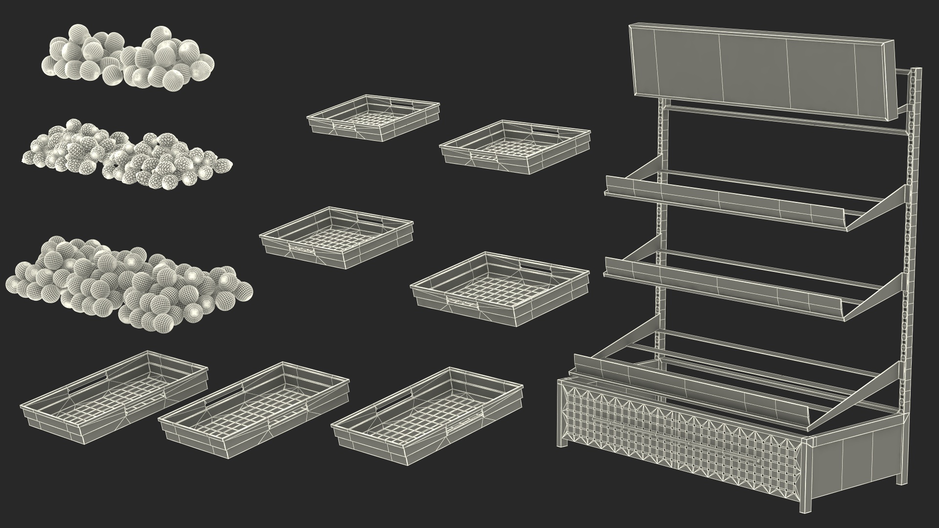 3D Supermarket Fruit Display Stand