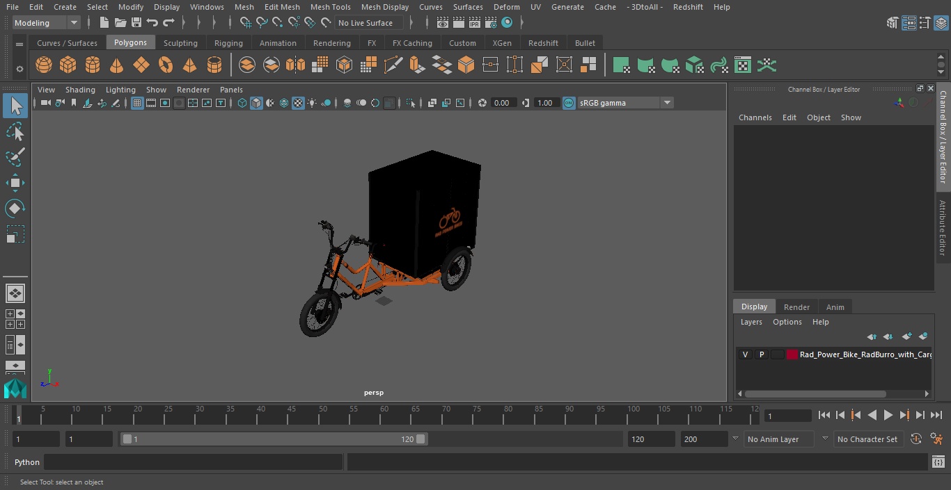 3D Rad Power Bike RadBurro with Cargo Box model