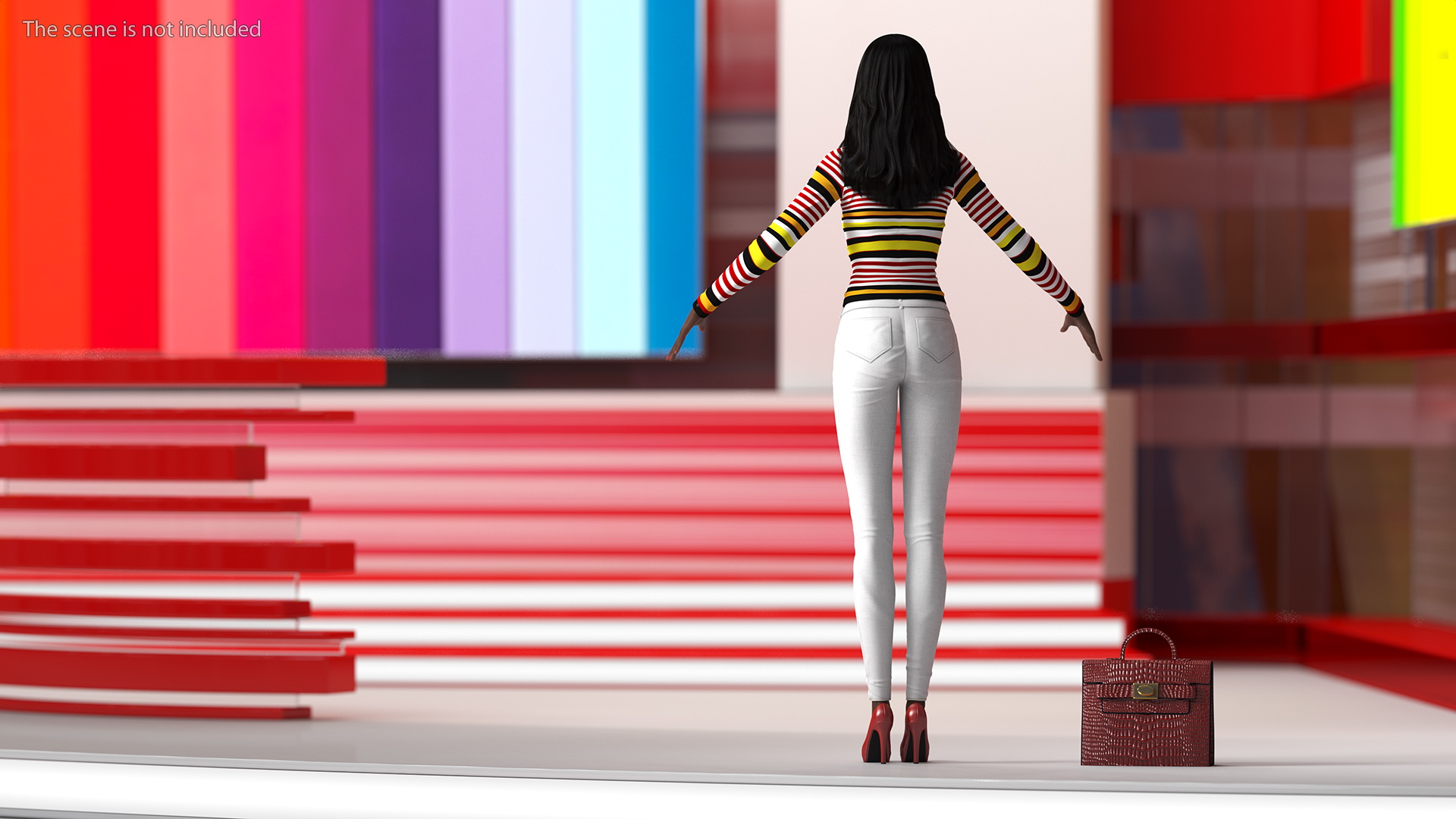 Fashionable Style Young Black Woman T Pose 3D