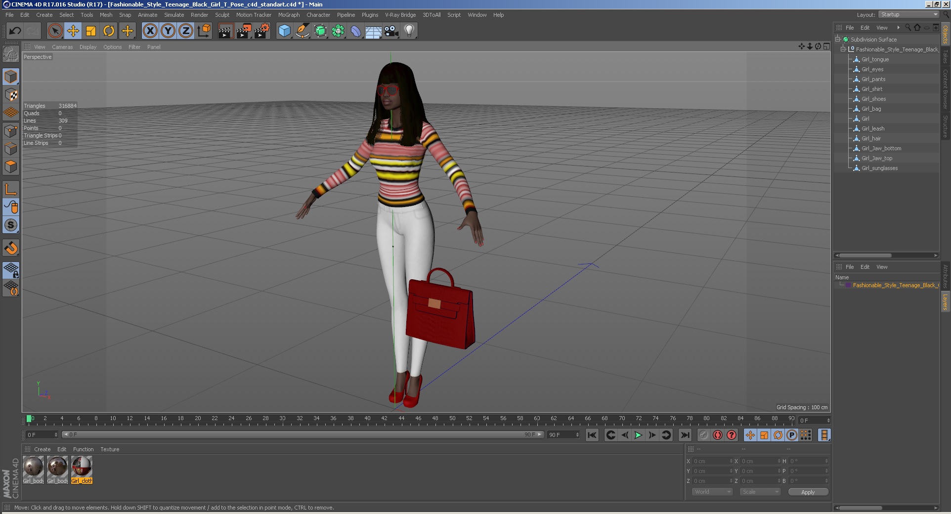 Fashionable Style Young Black Woman T Pose 3D