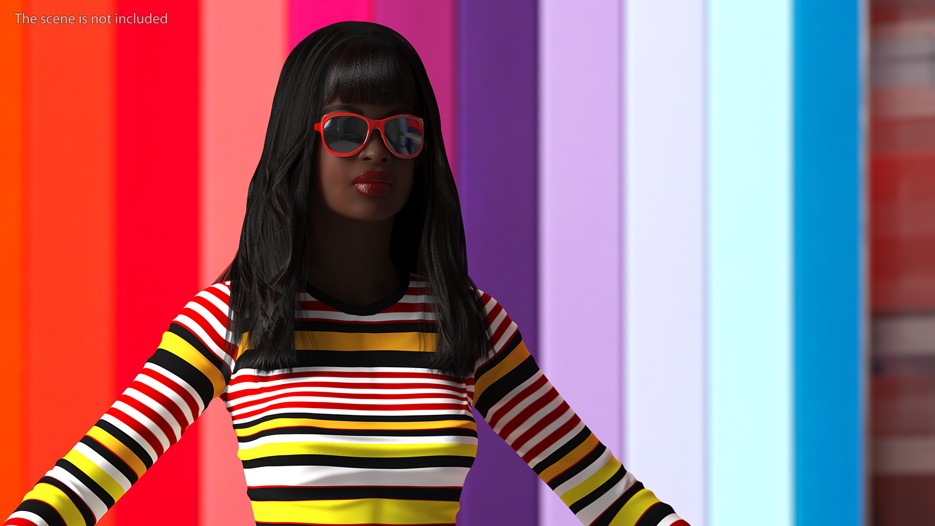 Fashionable Style Young Black Woman T Pose 3D